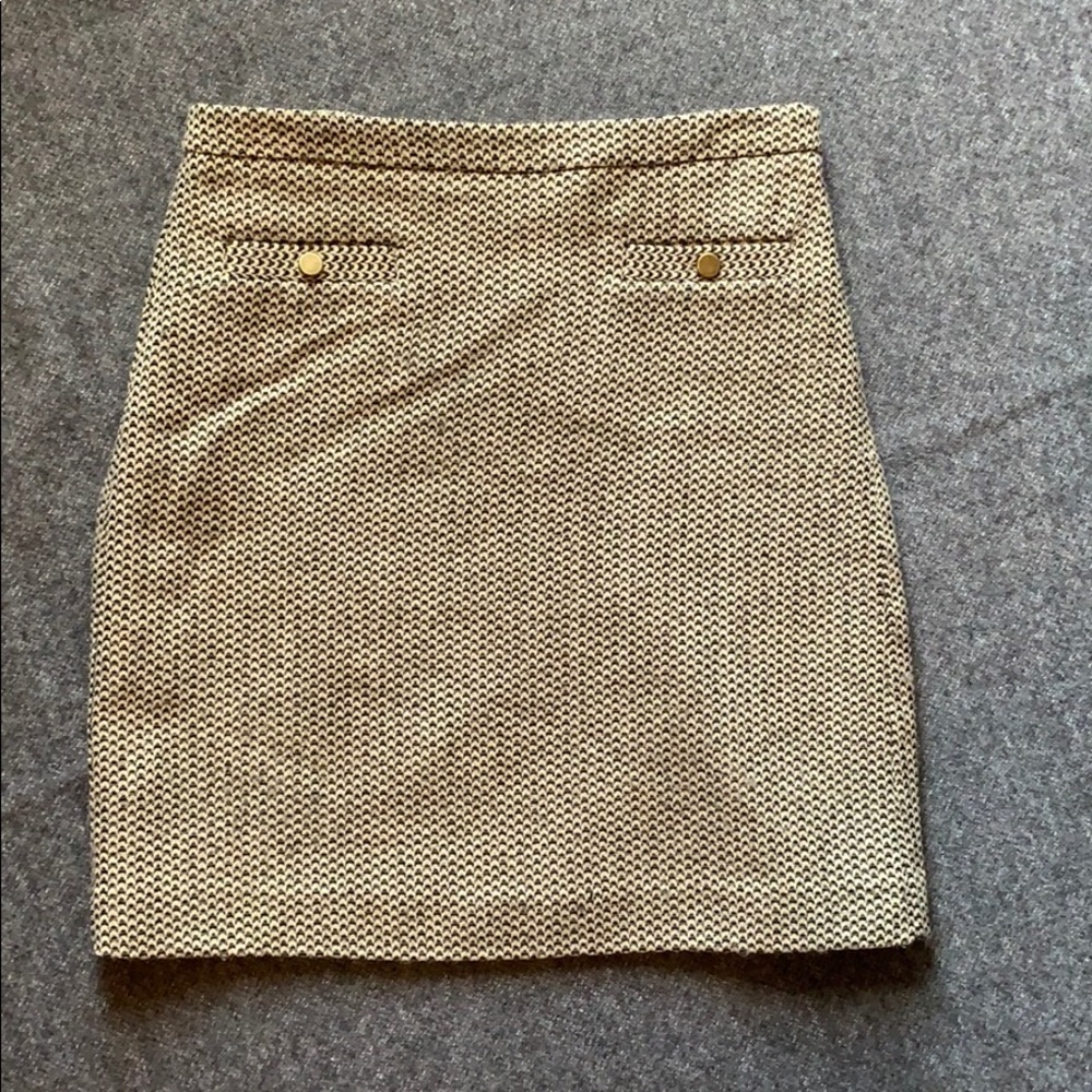 Black, White, & Gold Tweed Button Skirt